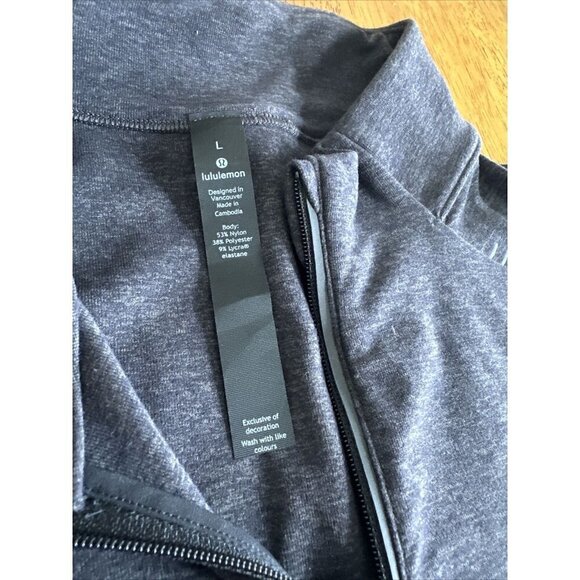 lululemon Soft Jersey Half Zip T13 Heathered Classic Navy Gray/ Sz L - Picture 3 of 9